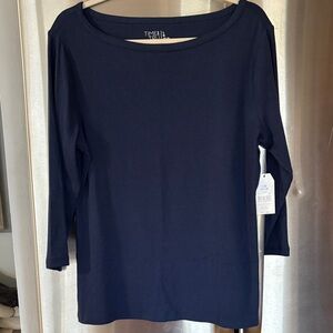 Time and Tru Women's Navy Long Sleeve Top